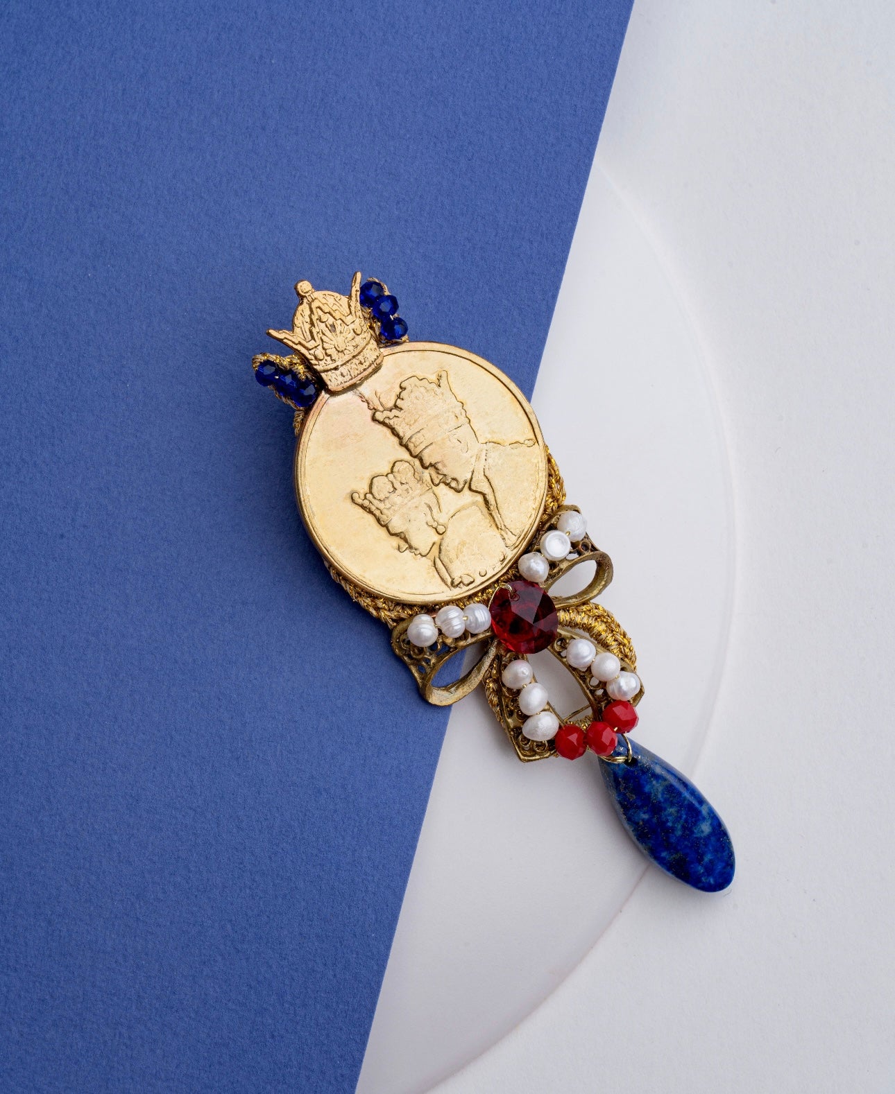 Imperial Sapphire Coin Brooch